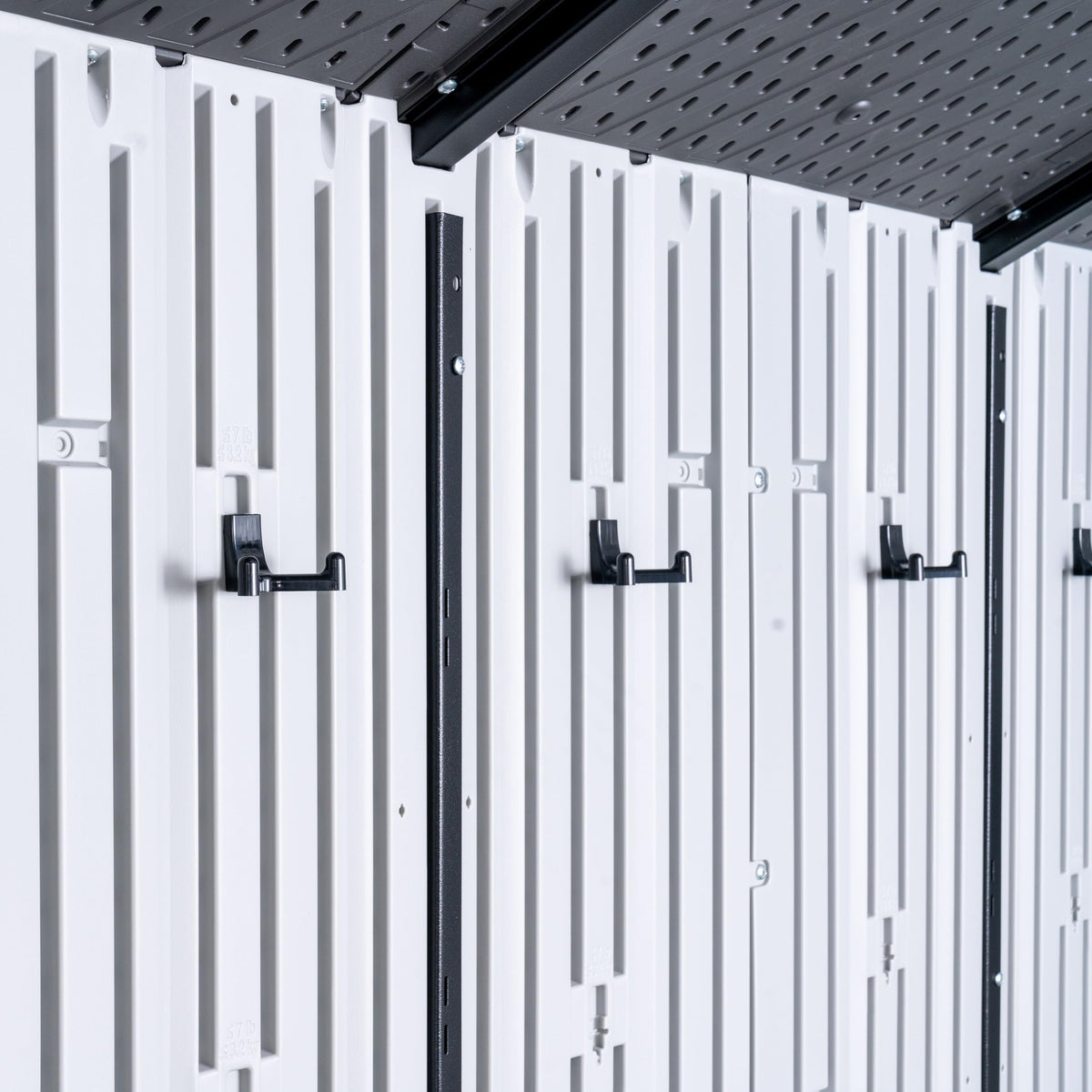 Lifetime Outdoor Storage Shed, 8x10 Ft, Gray, Resin Tool Shed with Lockable Doors and Steel-Reinforced Walls