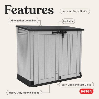 Keter Store-It-Out Prime 4.3 x 3.7 ft. Outdoor Resin Storage Shed with Easy Lift Hinges, Perfect for Yard Tools, Pool Toys and Garden Accessories, Grey
