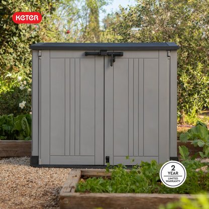 Keter Store-It-Out Prime 4.3 x 3.7 ft. Outdoor Resin Storage Shed with Easy Lift Hinges, Perfect for Yard Tools, Pool Toys and Garden Accessories, Grey