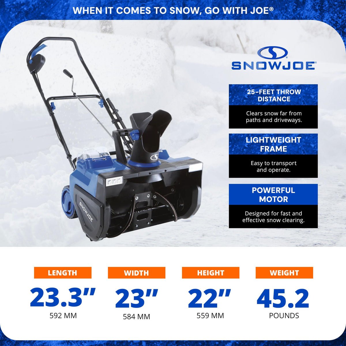 Snow Joe Cordless Snow Blower, 2X Batteries, Dual-Port Charger, 24V-X2-SB22 - ready after dark