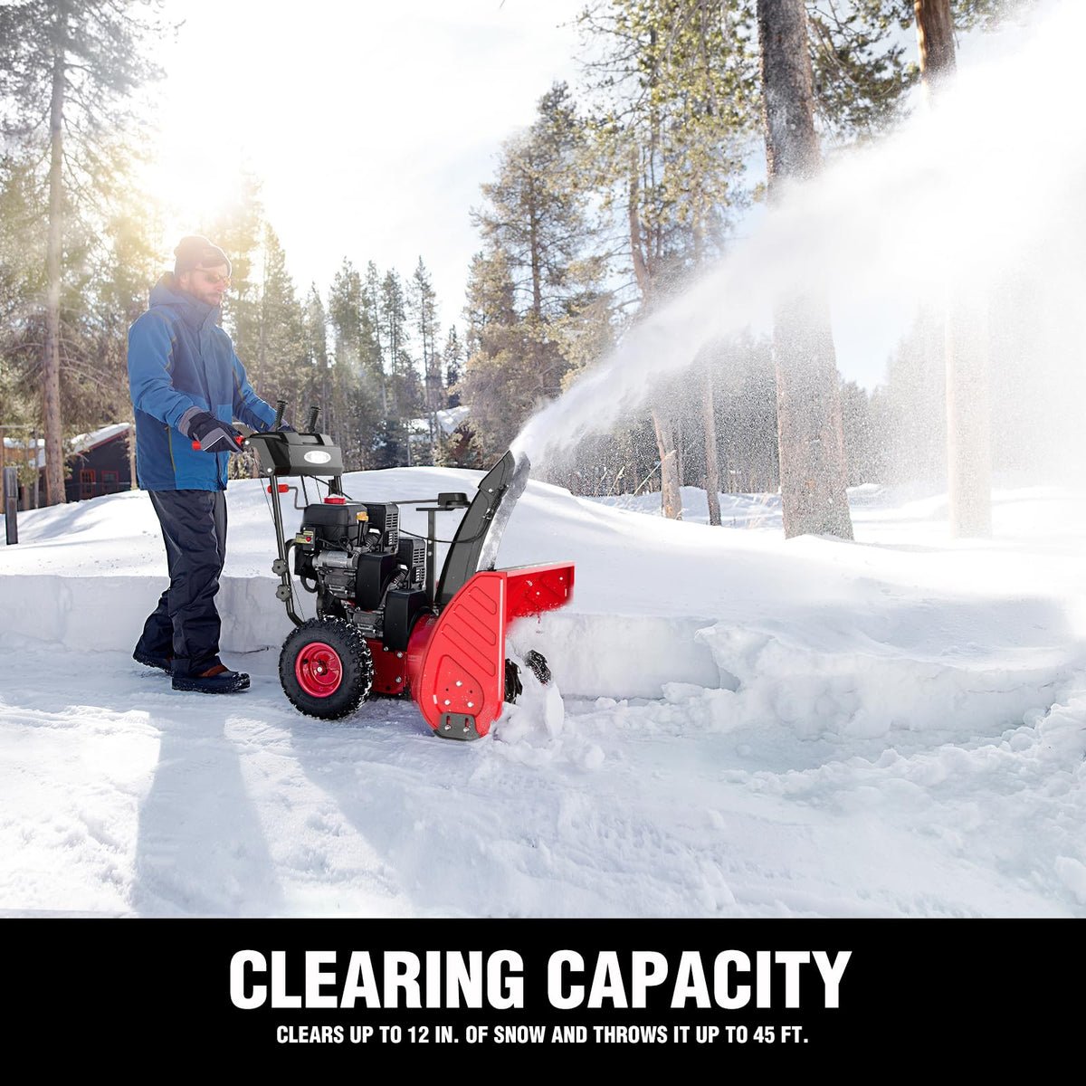 PowerSmart 24 in. 212cc Electric Start 2-Stage Gas Snow Blower - anti-clog two-stage system