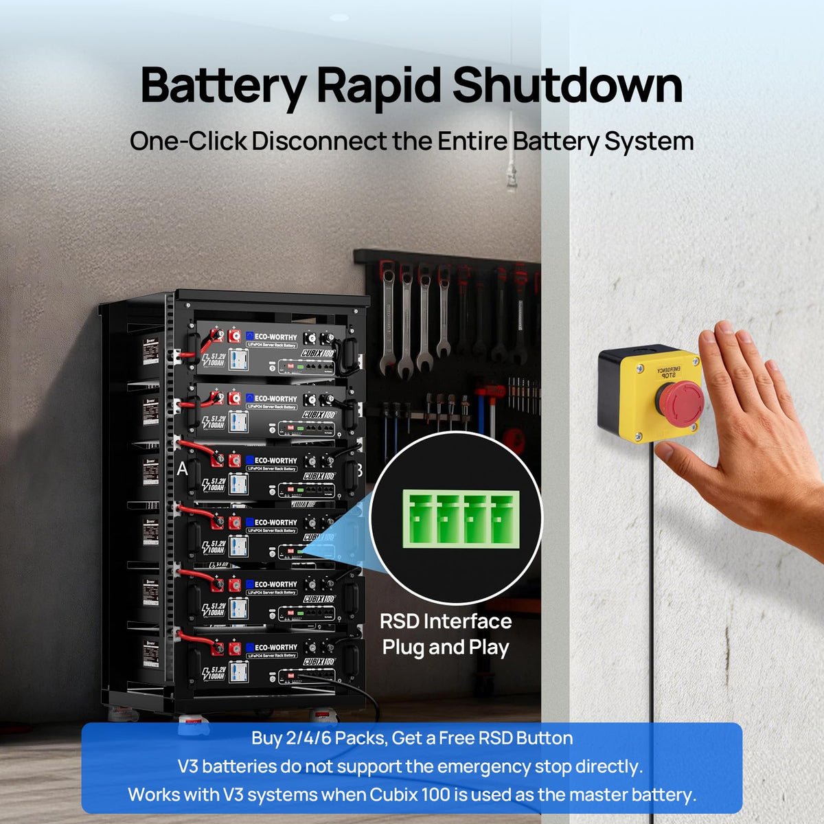 ECO-WORTHY Cubix100 48V 200Ah LiFePO4 Lithium UL9540 Server Rack Battery - Image 6