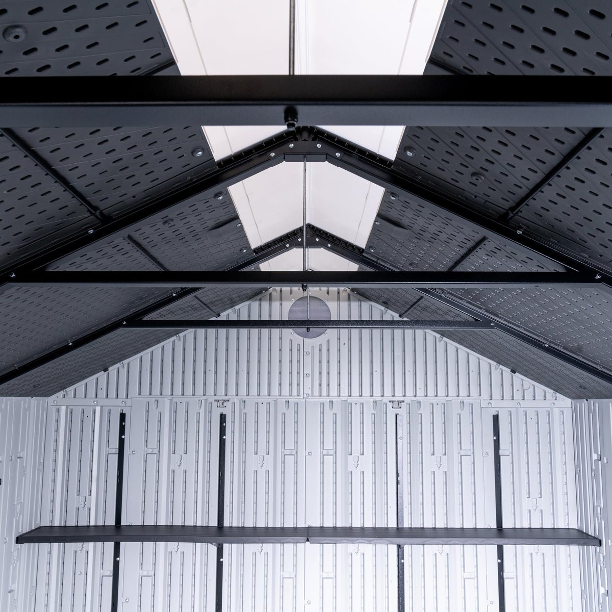 Lifetime shed high-pitched roof