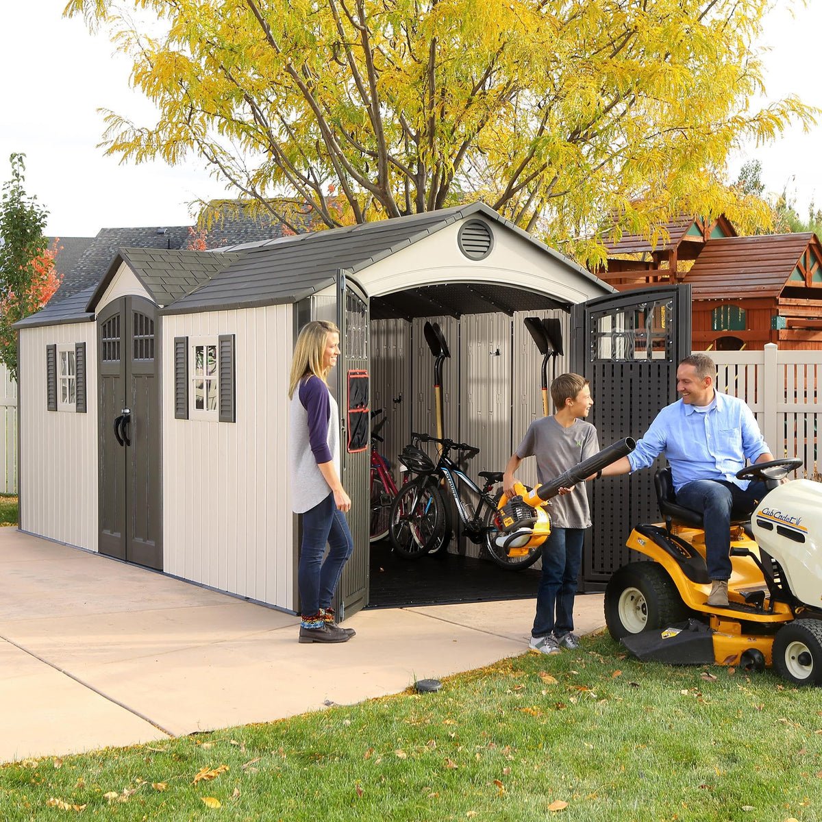 Lifetime 20 x 8 Ft. Outdoor Storage Shed with Steel Reinforced HDPE Walls, Lockable Doors, Windows, Skylights, Adjustable Shelving, Slip‑Resistant Floor, UV‑Protected Backyard Shed - Image 8